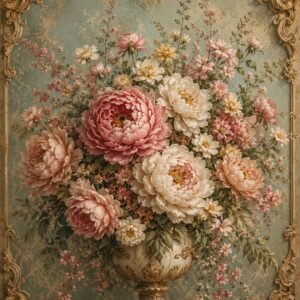 Affiche représentant un bouquet de fleurs dans des teintes pastel