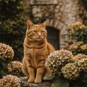 Affiche d'un chat entouré de fleurs