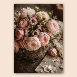 Affiche murale de fleurs roses