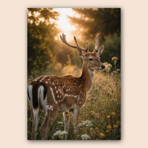 Affiche d'un cerf dans un paysage naturel