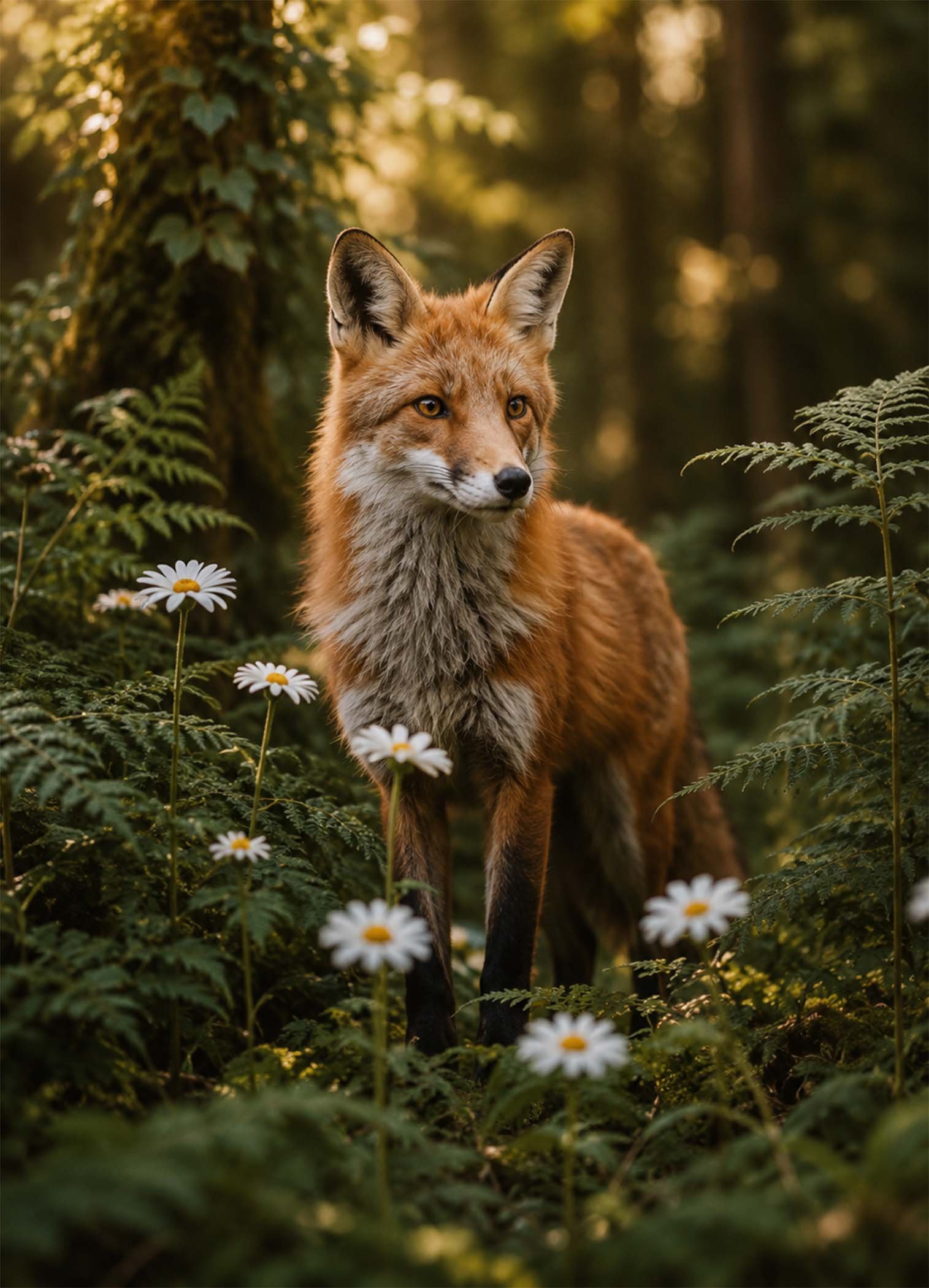 Affiche d'un renard dans la forêt
