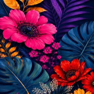 Affiche murale A3 de fleurs tropicales