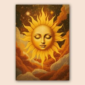 Affiche soleil rayonnant en art vibrant