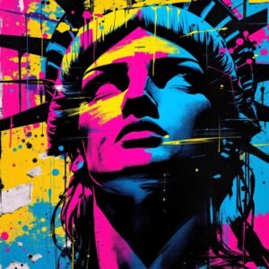 Affiche murale de la Statue de la Liberté en style street art