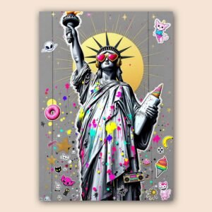 Affiche murale de la Statue de la Liberté en style street art