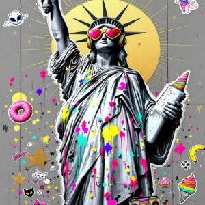 Affiche murale de la Statue de la Liberté en style street art