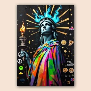 Affiche murale de la Statue de la Liberté en style street art