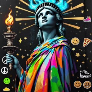 Affiche murale de la Statue de la Liberté en style street art