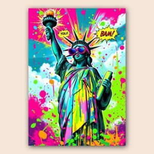 Affiche murale de la Statue de la Liberté en style street art