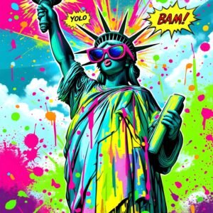 Affiche murale de la Statue de la Liberté en style street art