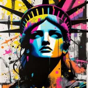 Affiche murale de la Statue de la Liberté en style street art