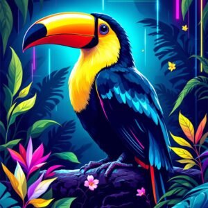 Affiche murale d'un toucan coloré dans un environnement tropical