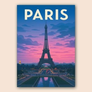 Affiche de la Tour Eiffel au coucher de soleil