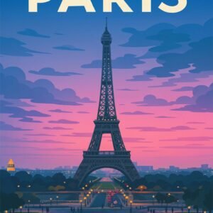 Affiche de la Tour Eiffel au coucher de soleil