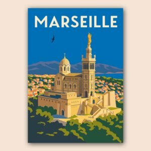 Affiche de Marseille en illustration moderne