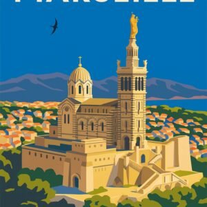 Affiche illustrant la basilique de Marseille