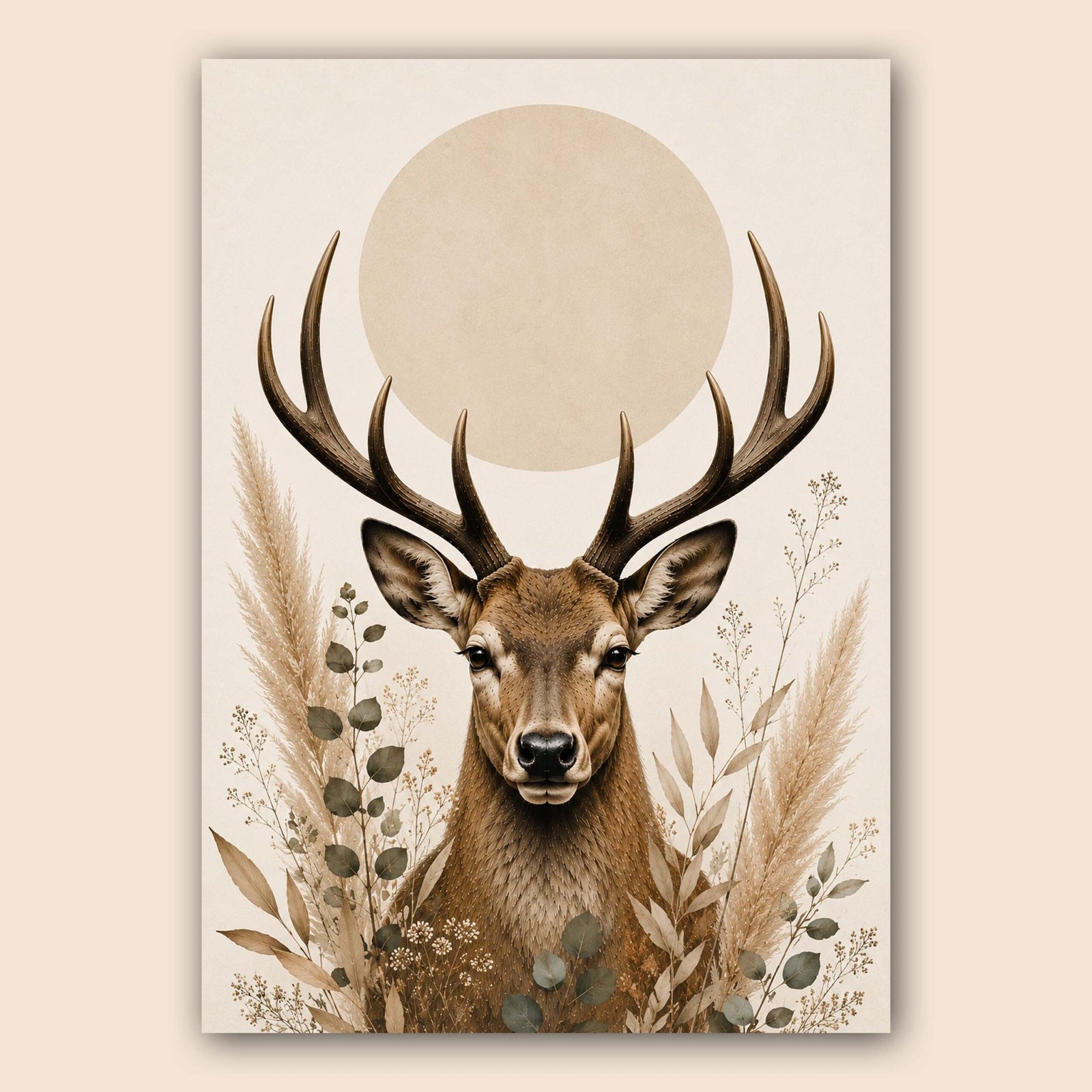 Affiche d'un cerf majestueux entouré de feuillages