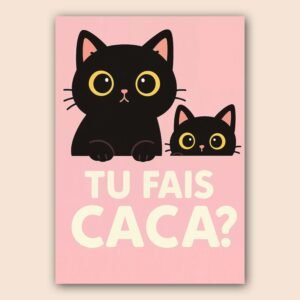 Affiche de chats noirs sur fond rose