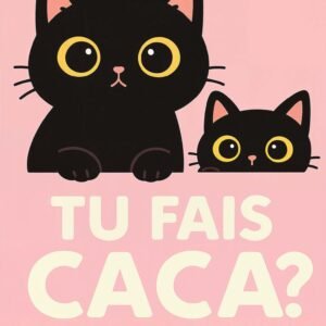 Affiche de deux chats noirs sur fond rose
