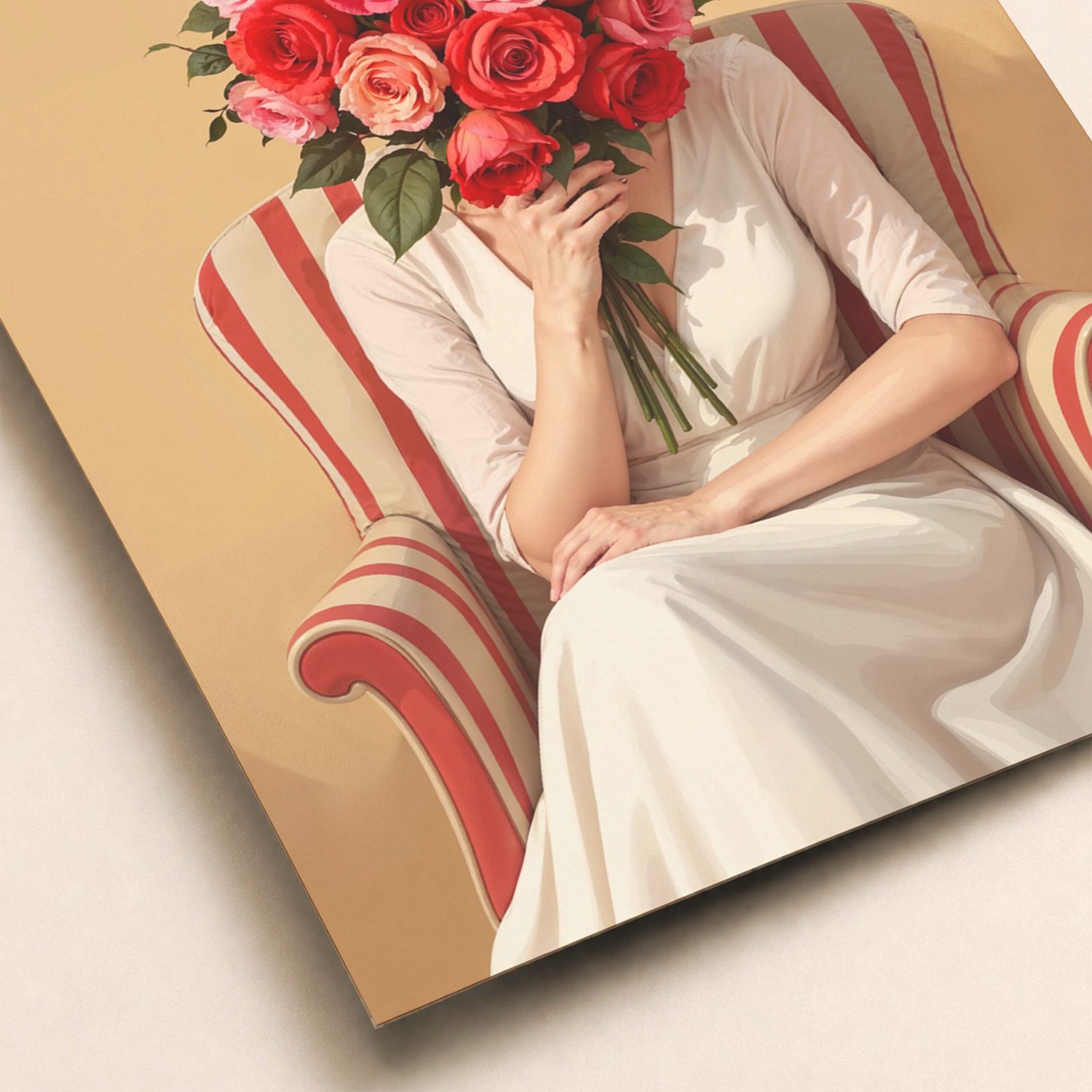 Affiche d'une femme avec un bouquet de roses