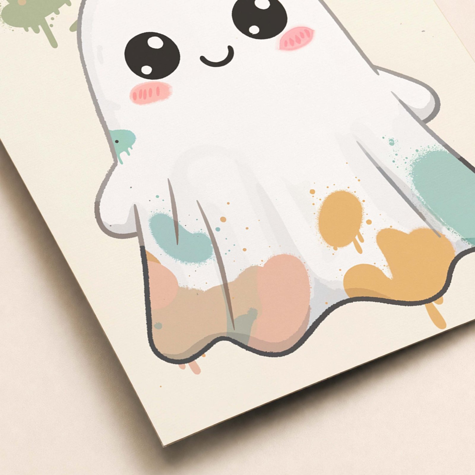 Affiche d'un fantôme mignon avec des couleurs pastel