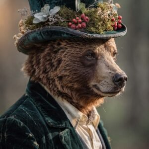 Ours en costume avec chapeau
