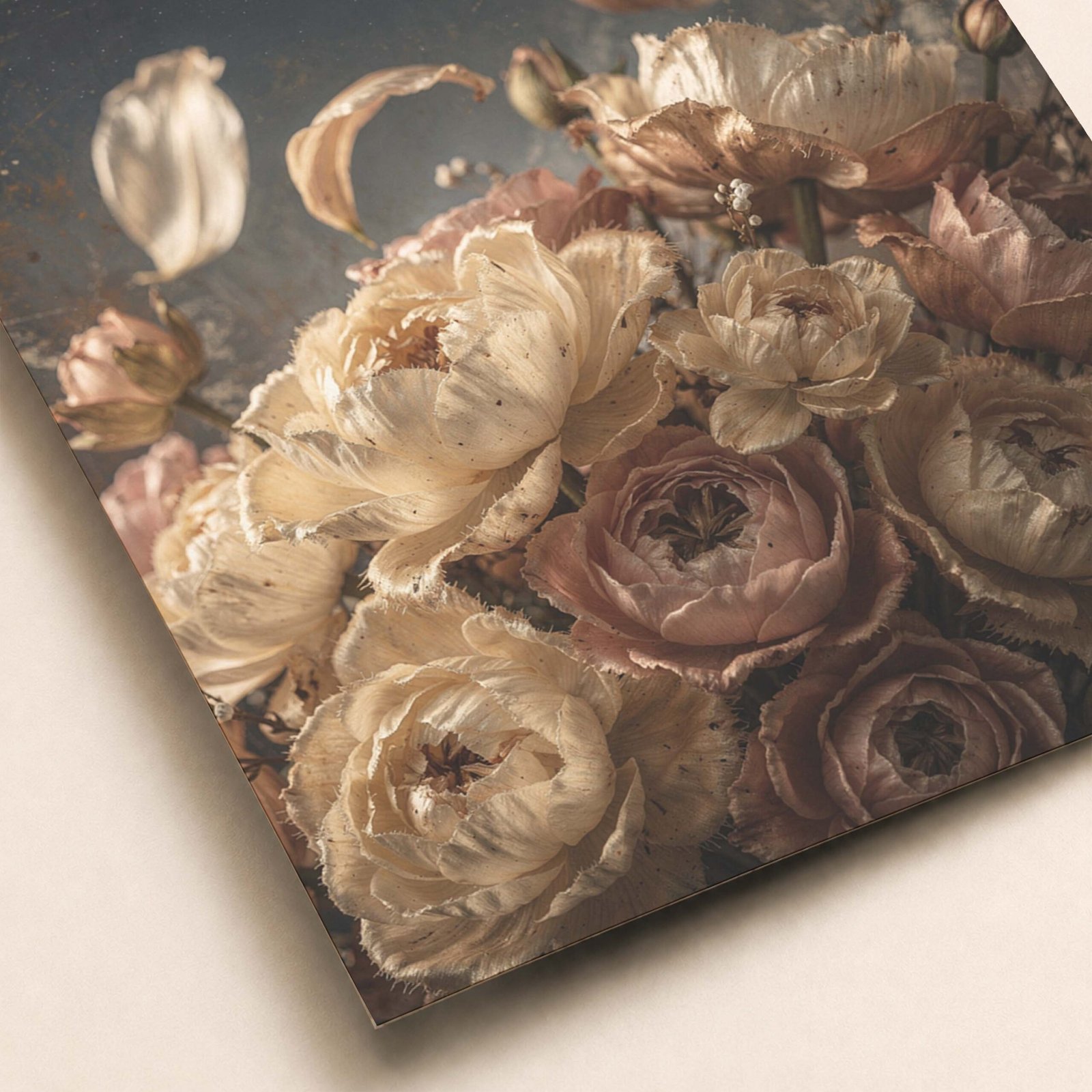 Détail de l'affiche de fleurs séchées