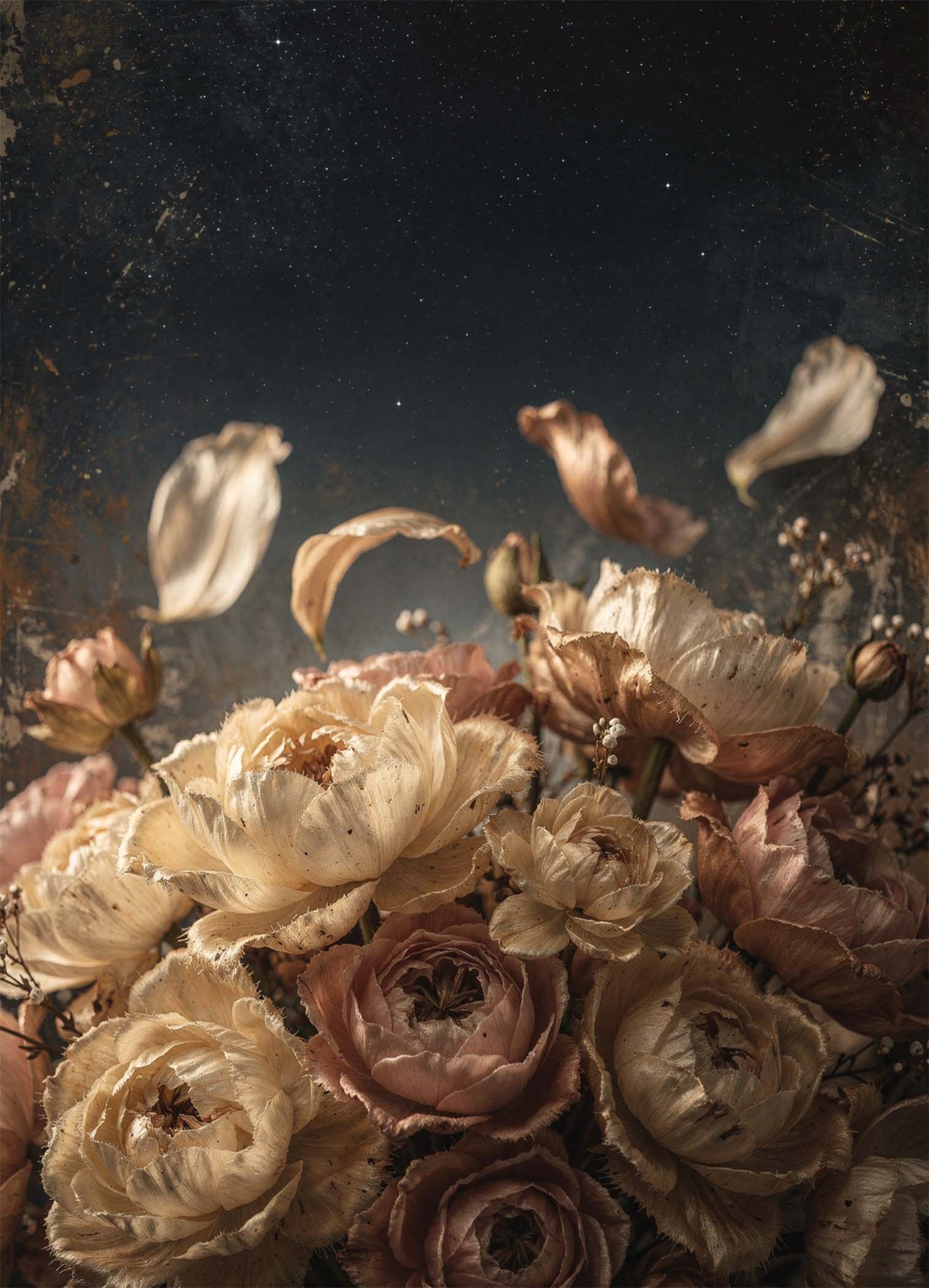 Affiche représentant un bouquet de fleurs séchées