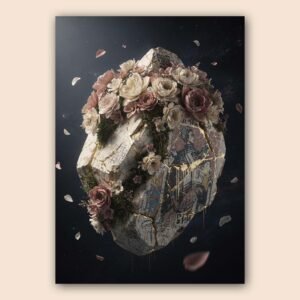 Affiche murale d'un rocher fleuri surréaliste