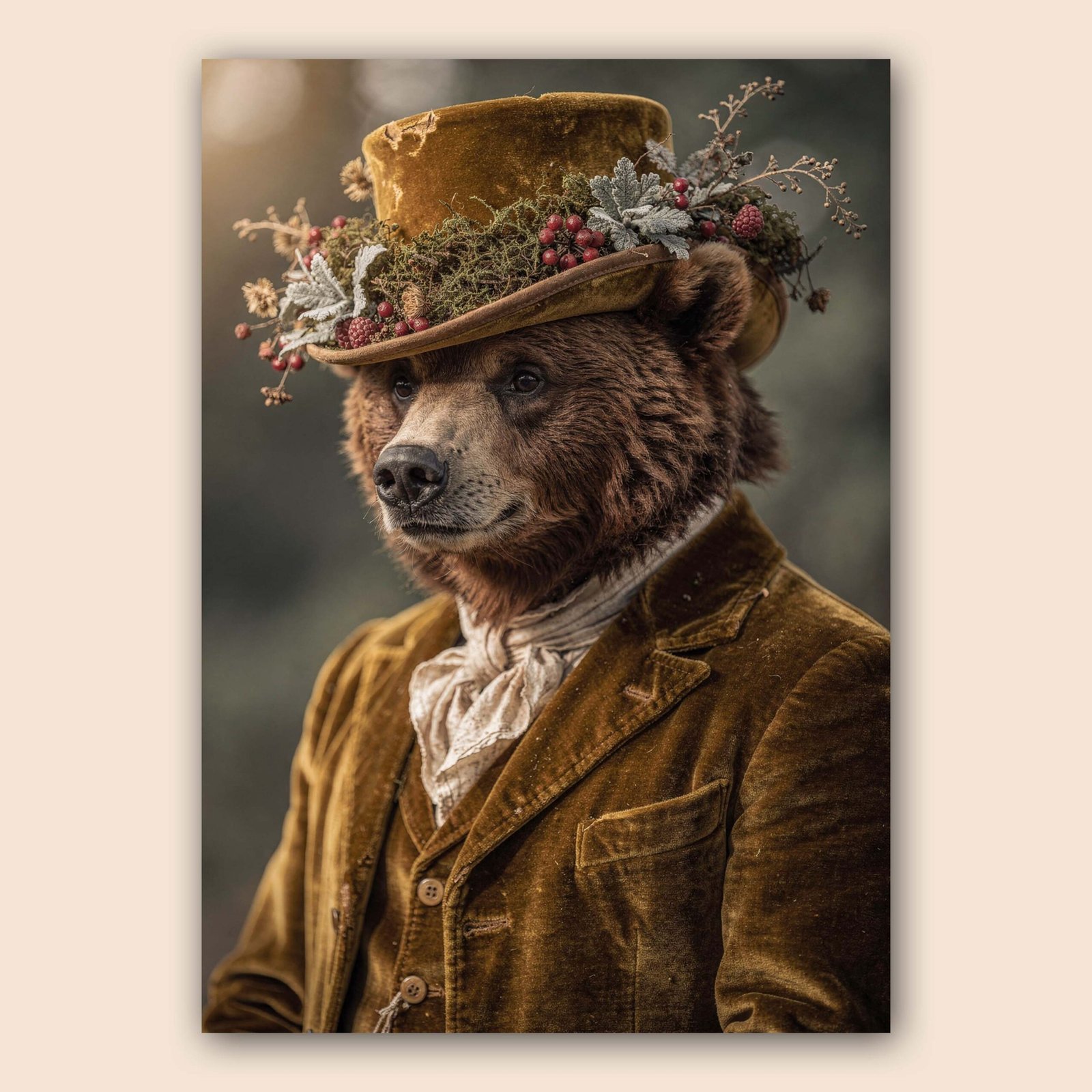 Affiche murale d'un ours en costume
