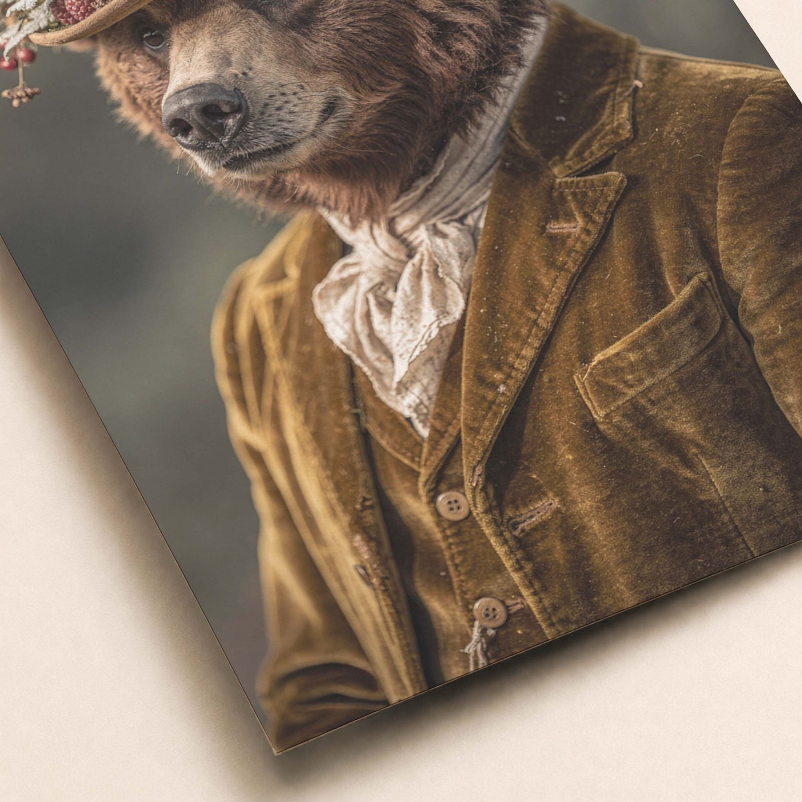 Détail de l'affiche d'un ours habillé