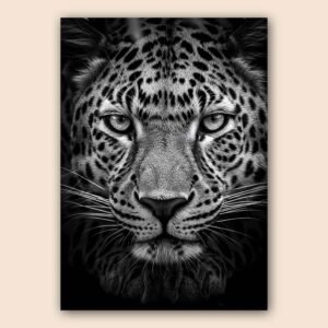 Affiche léopard en noir et blanc