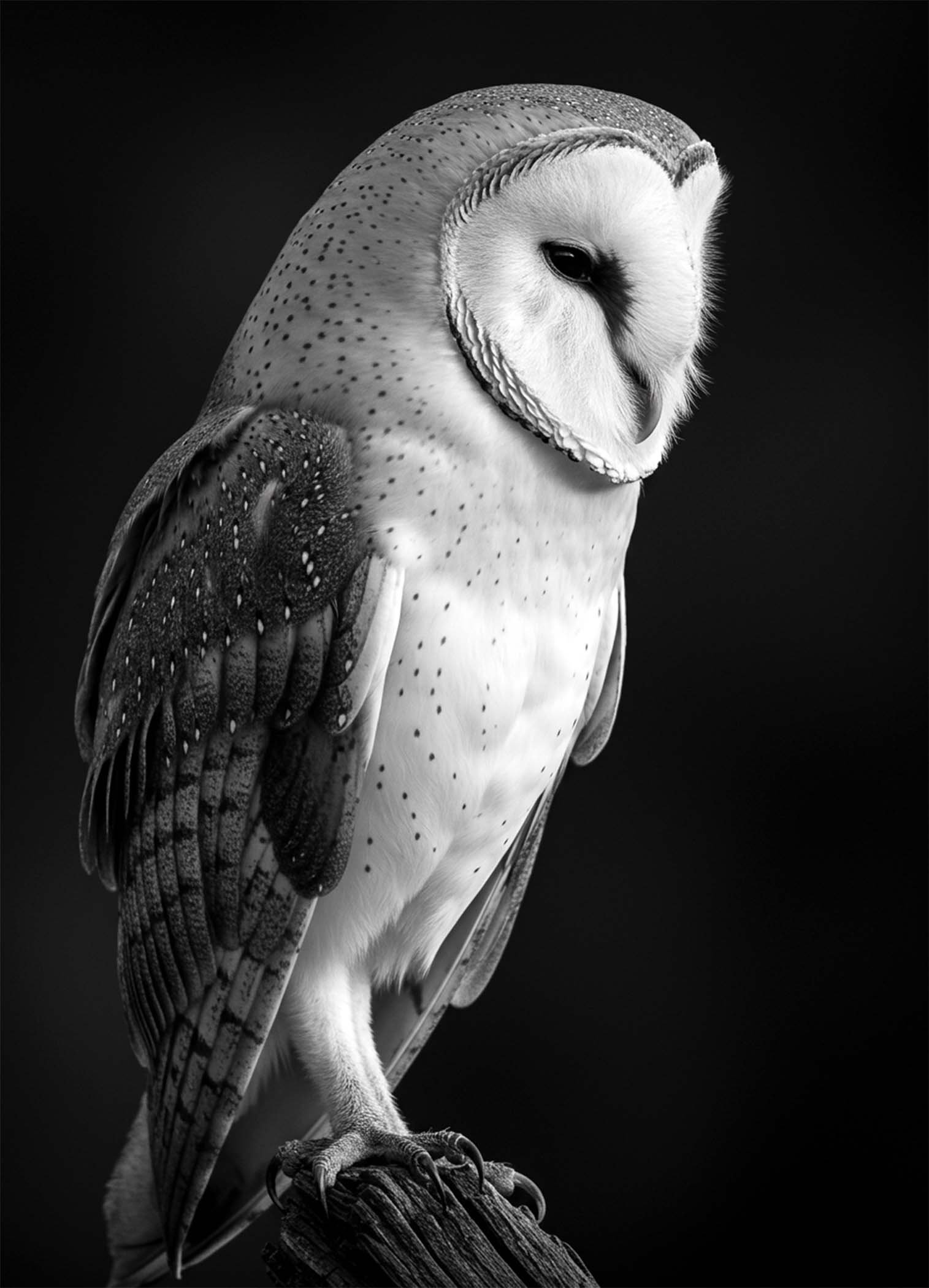 Hibou en noir et blanc