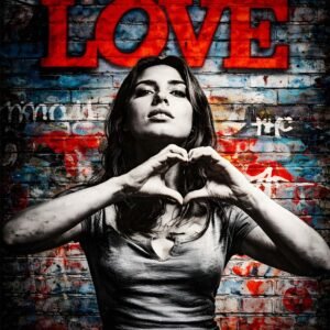 Affiche murale sur le thème de l'amour en style street art