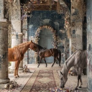 Affiche murale de chevaux dans un cadre romantique