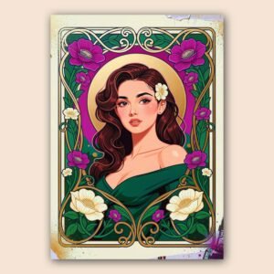 Illustration d'une femme entourée de fleurs