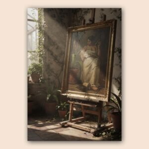 Affiche d'une femme contemplative dans un cadre naturel