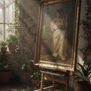 Affiche d'une femme contemplative dans un cadre naturel