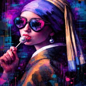 Portrait coloré moderne avec des lunettes de soleil