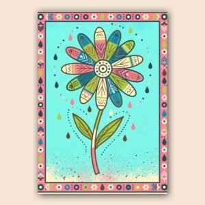 Affiche d'art graphique avec une fleur colorée