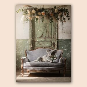 Affiche d'un koala sur un canapé vintage