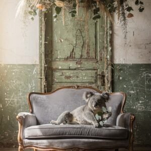 Affiche d'un koala sur un canapé vintage