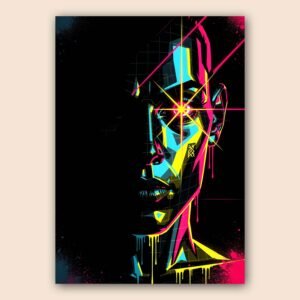 Affiche murale A3 d'un portrait futuriste en style cyberpunk
