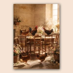 Affiche murale A3 avec des poules
