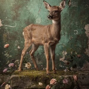 Affiche murale d'un cerf sur fond vert