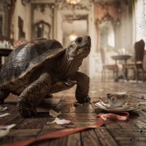Affiche murale d'une tortue dans un cadre vintage