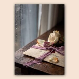 Affiche d'une lettre d'amour avec une rose