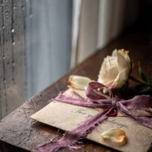 Affiche d'une lettre d'amour avec une rose