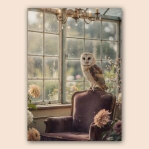 Affiche murale d'un hibou dans une serre
