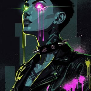 Portrait futuriste avec des couleurs vives